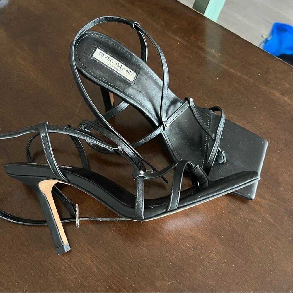 River Island Black Strappy Sandal Stiletto 7/40